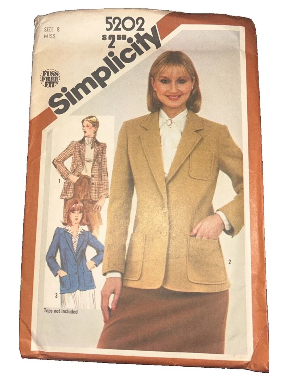 Vintage Simplicity 5202 Misses Lined Blazer Jacket Sewing Pattern Size 8 Cut